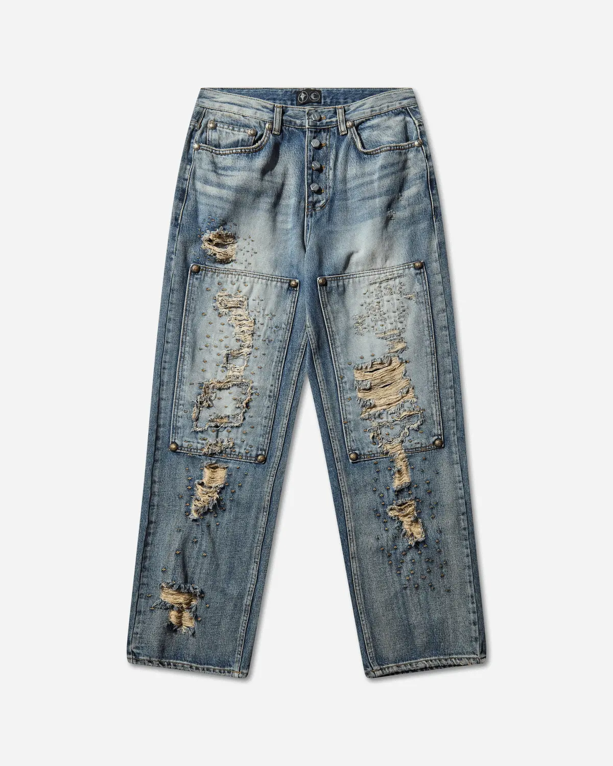 Men's Vintage Double Knee Pants Blue 1