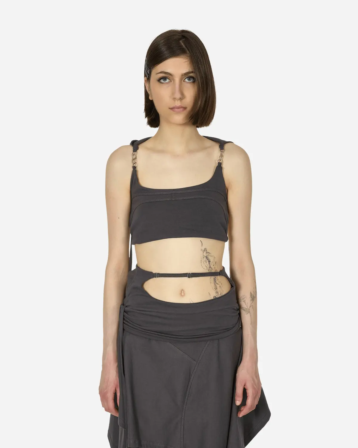 System Hooded Bra Charcoal 1