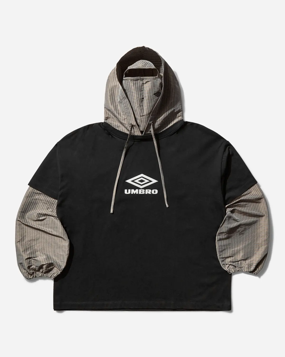 Men's Cut Up Masked Hoodie Washed Black / Beige 1