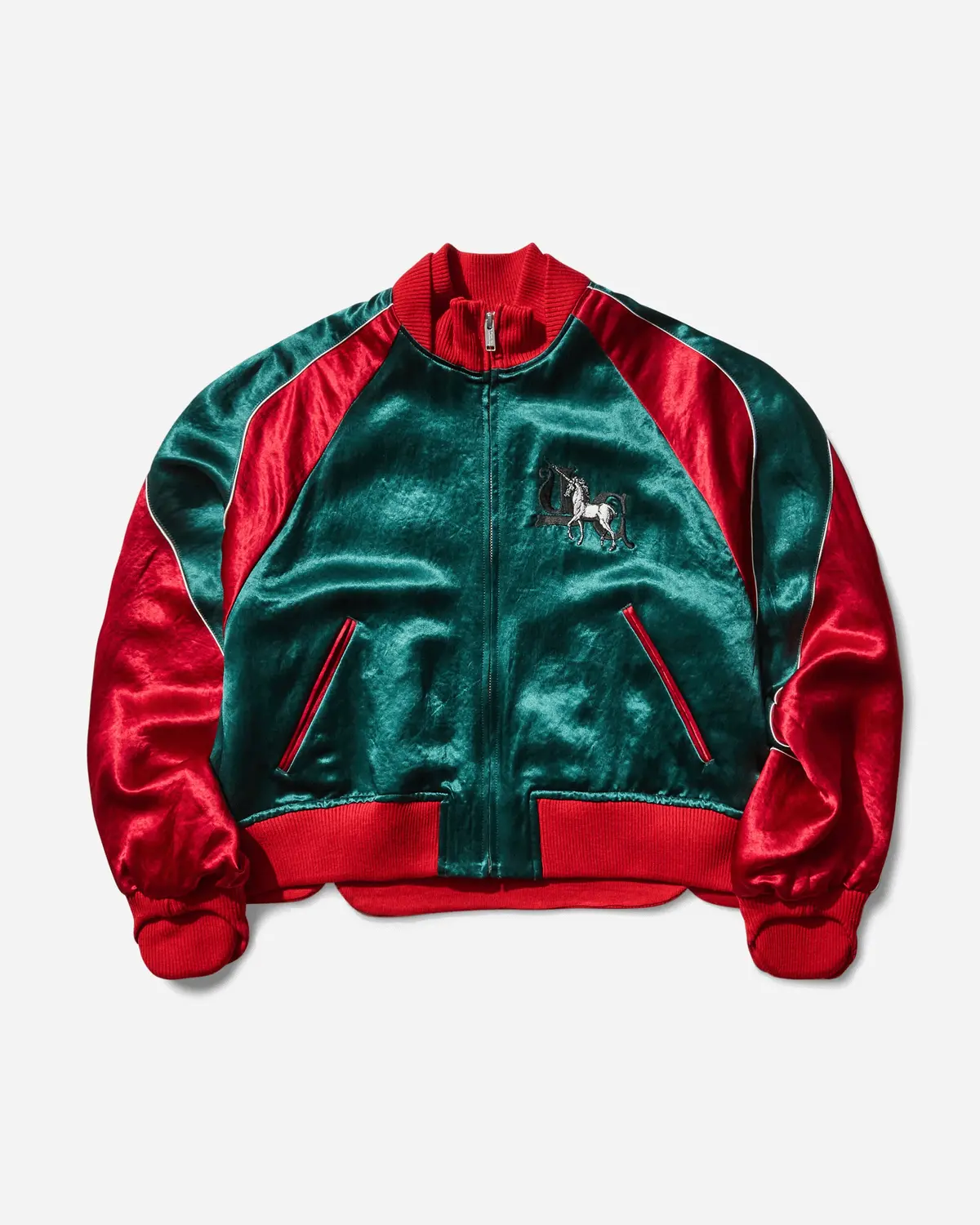 Women's Embroidered Bomber Jacket Green 1