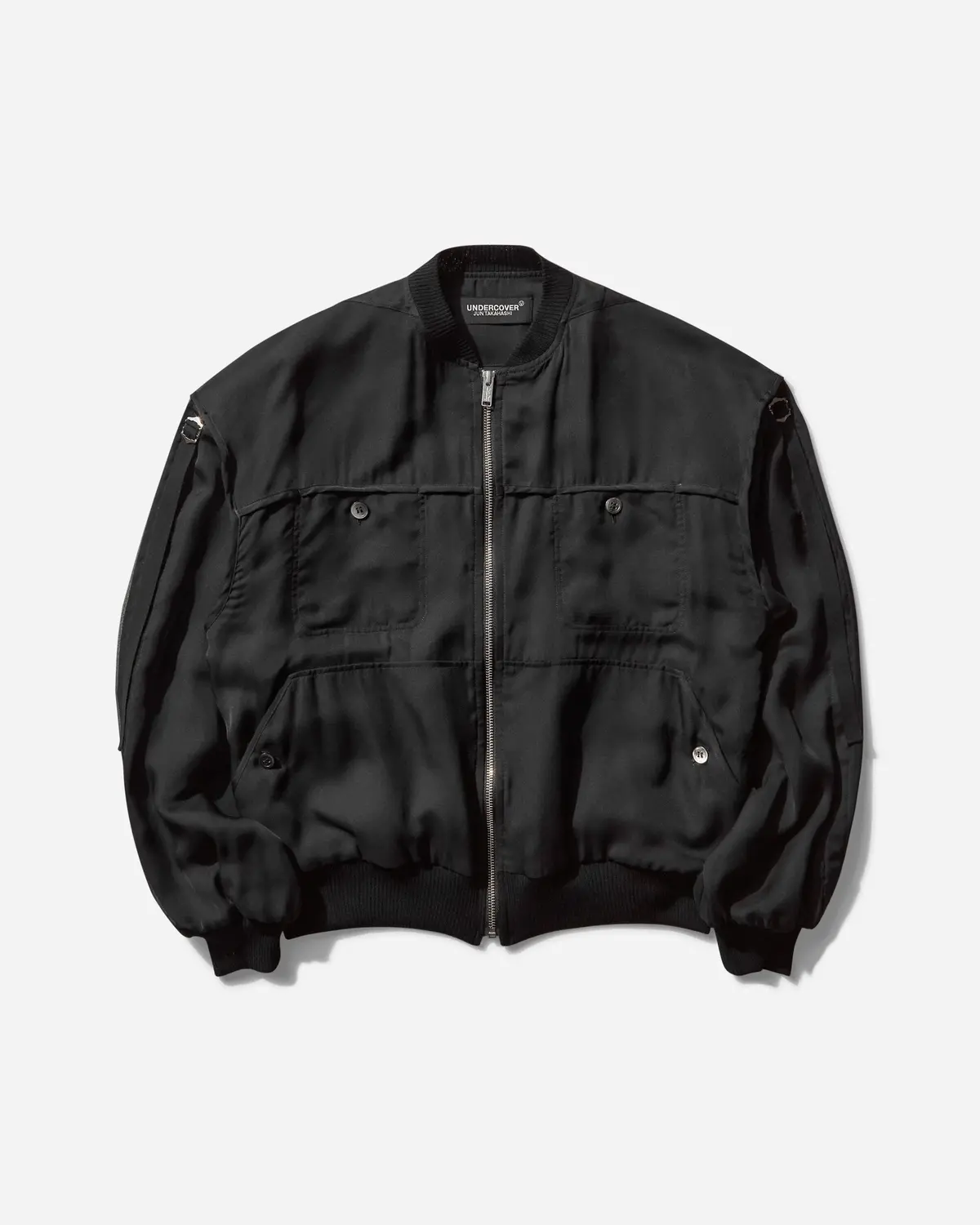 Women's Straps Bomber Jacket Black 1