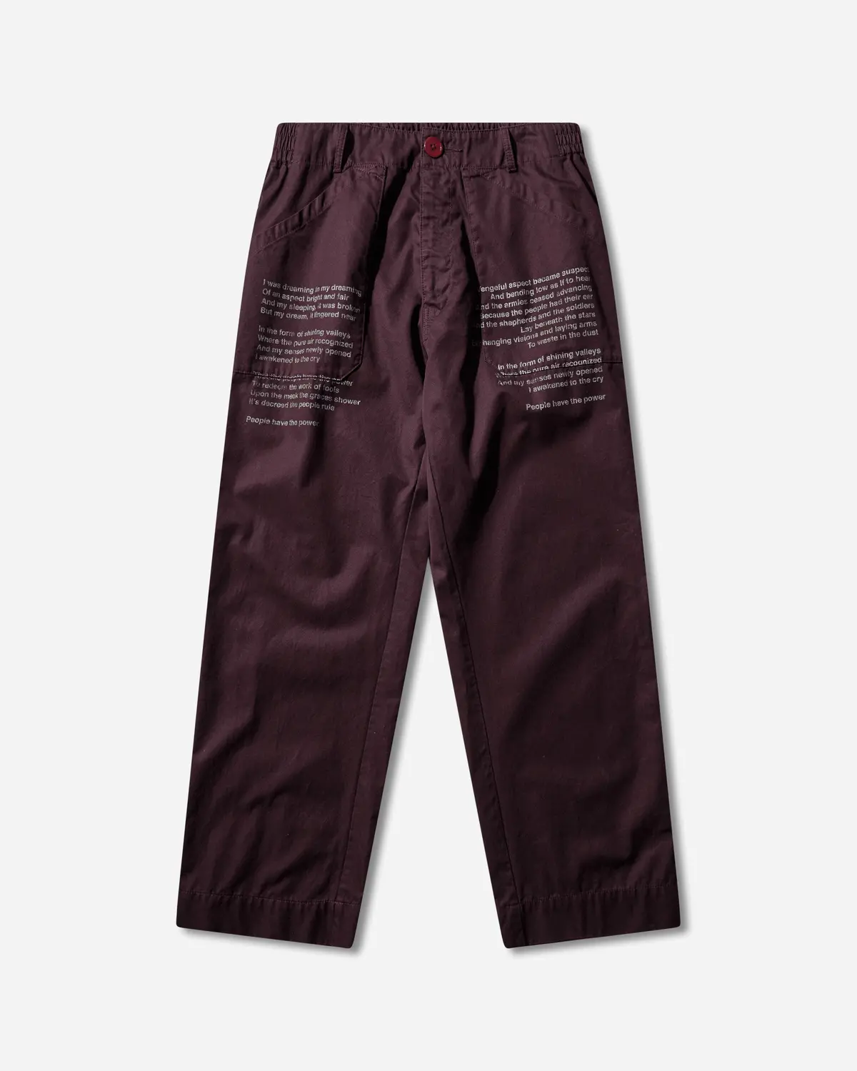 Men's People Have The Power Cotton Gabardine Pants Bordeaux 1