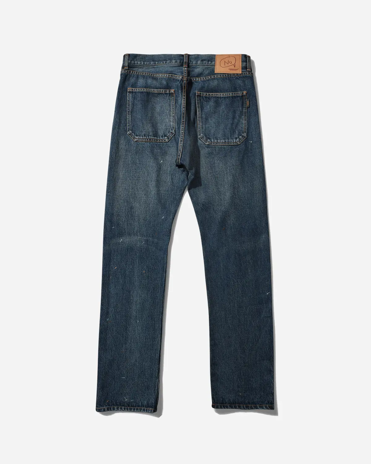 Men's Cross Embroidery Distressed Denim Pants Light Blue Indigo 2