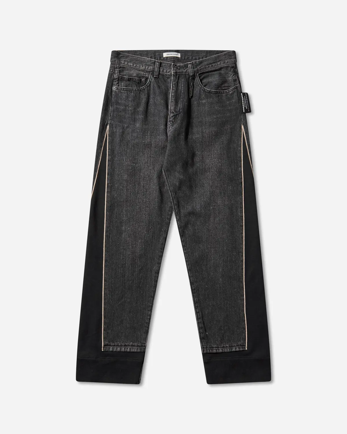 Women's Cotton Fleece Selvedge Denim Pants Black 1