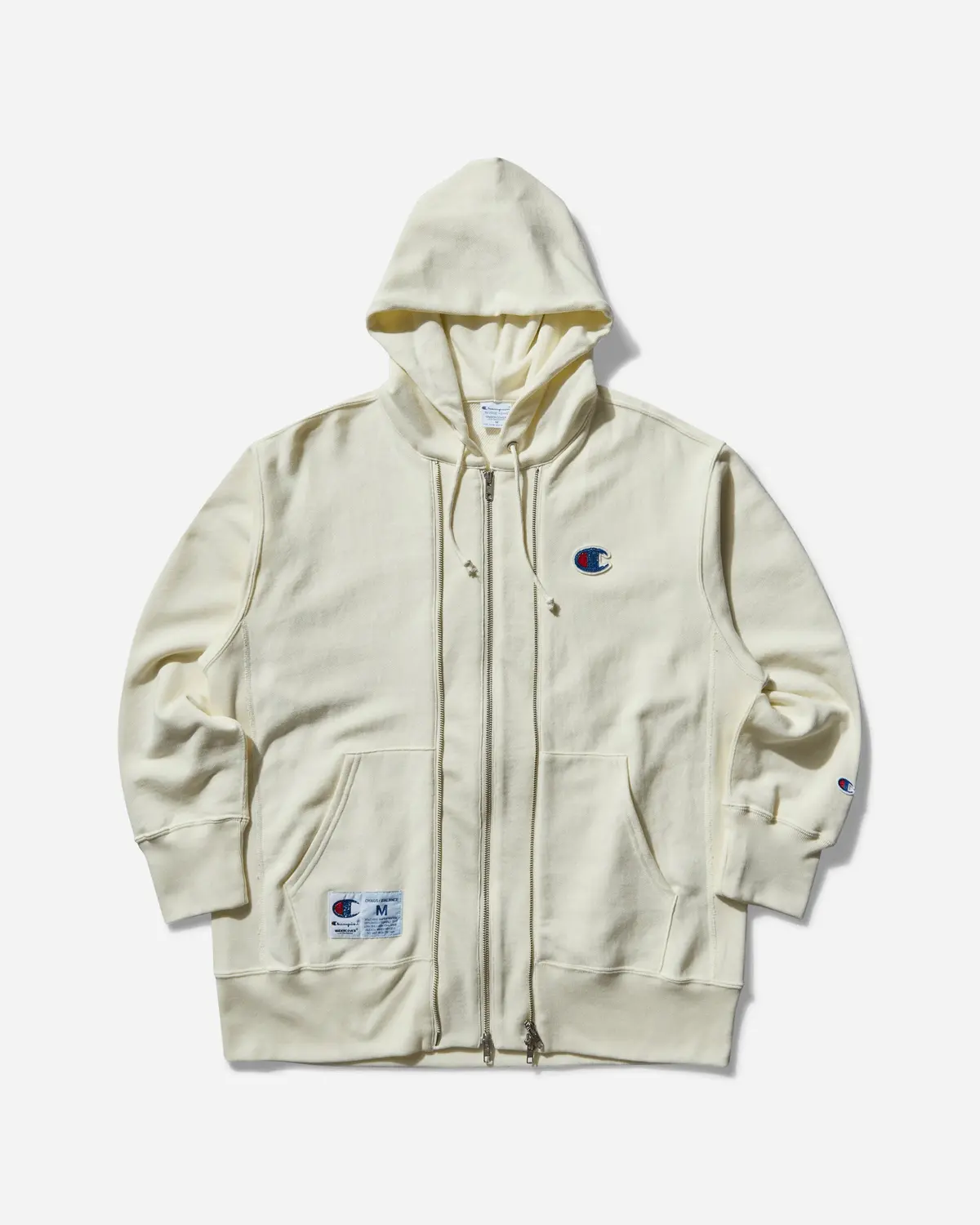 Men's Champion Reverse Weave Double Zip Hoodie Ivory 1