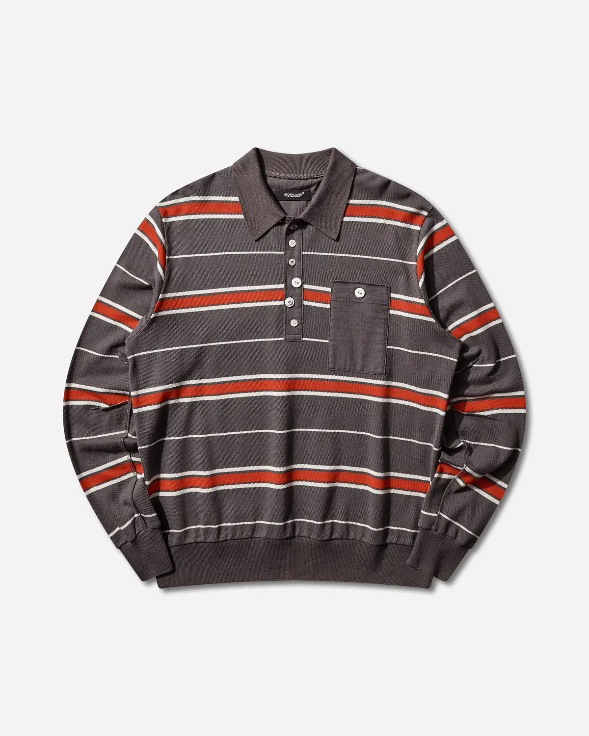 Men's Striped Polo Shirt Grey Border 1