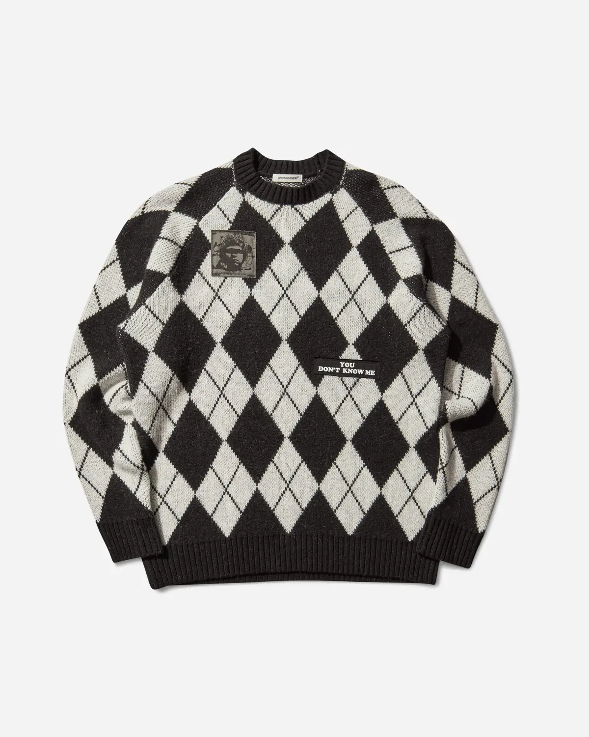 Men's Patches Argyle Sweater Black 1