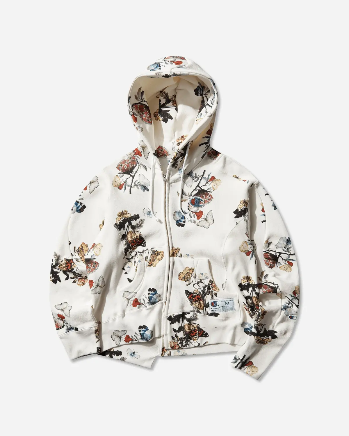 Women's Champion All-Over Print Fleece Zip Hoodie Ivory Base 1