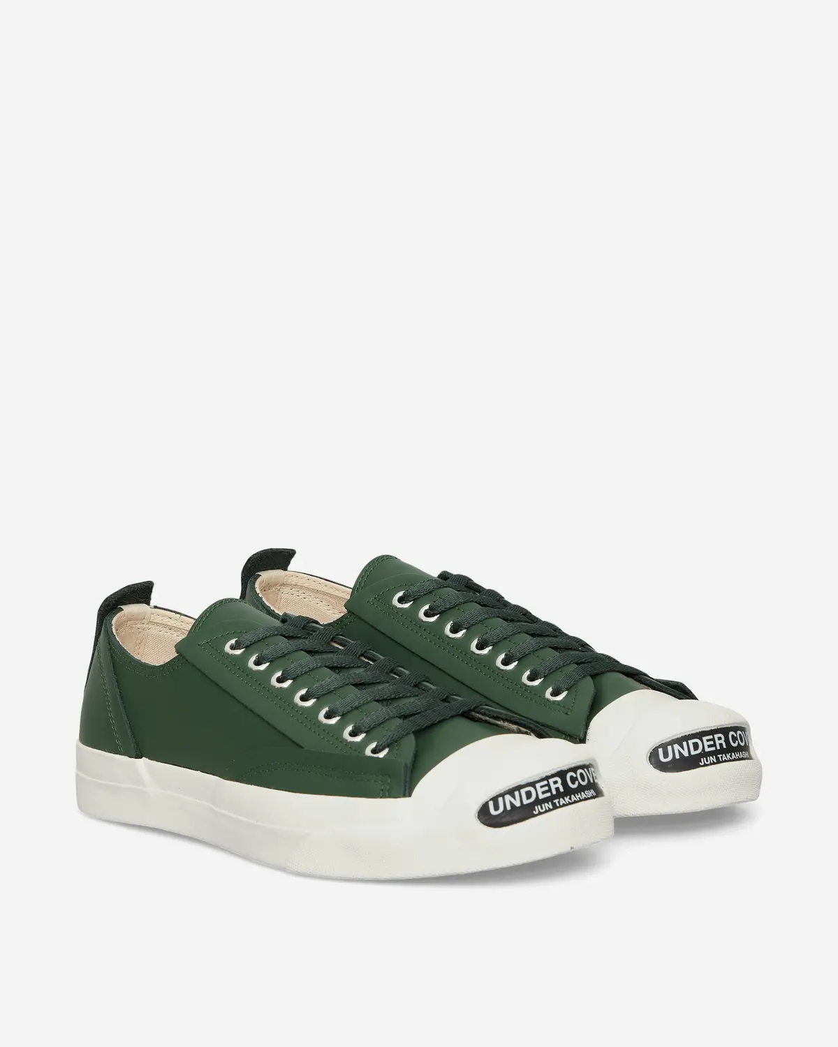 Men's Toe Logo Leather Sneakers Green 2