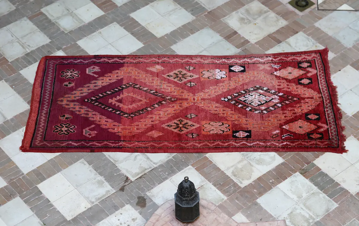 Vintage Beni Mguild Moroccan Rug (7' 7" X 3' 6.5") 2