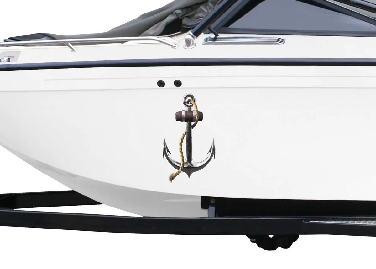 Silver Anchor With Rope Boat Decal Kit 1