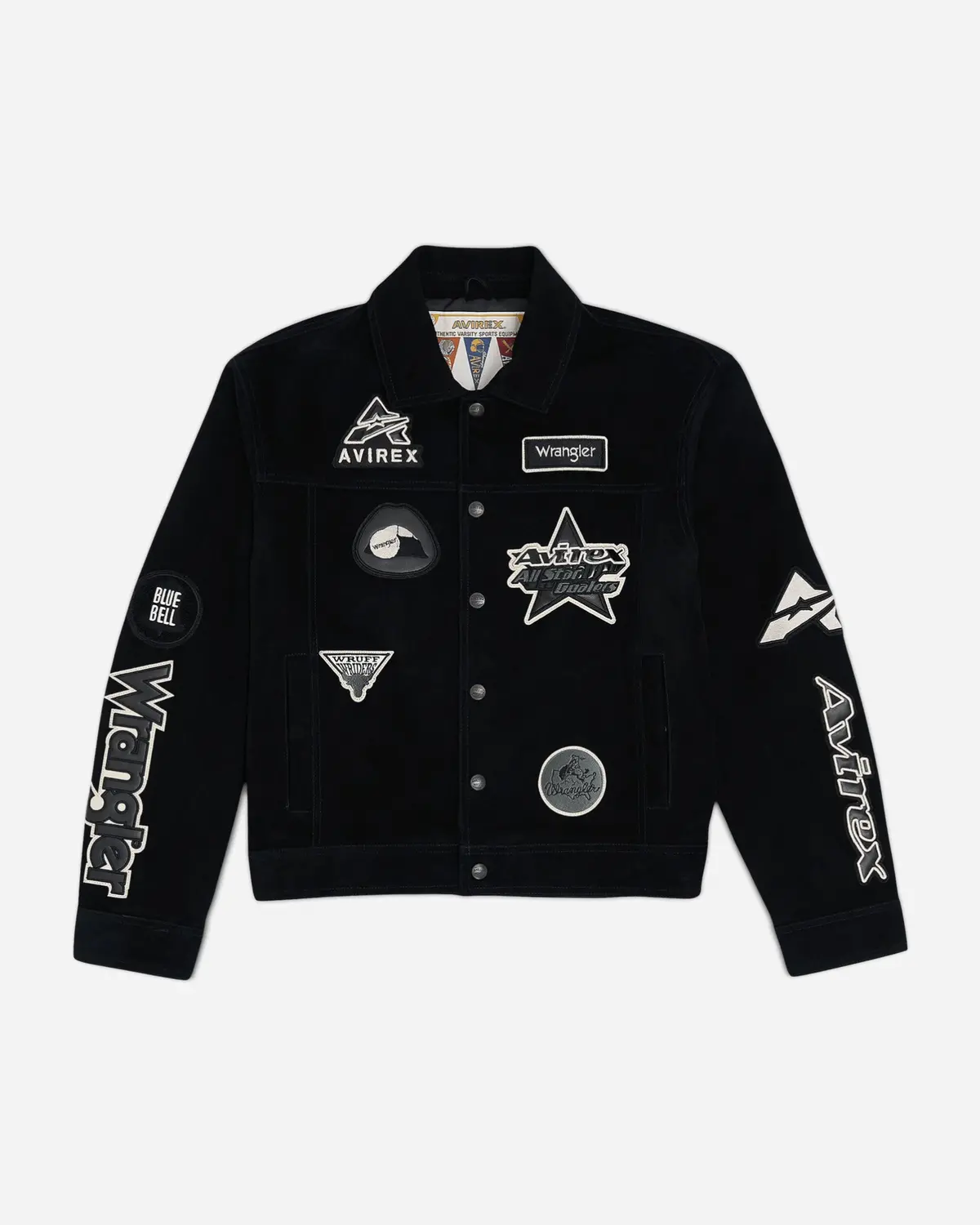 Men's Avirex Suede Trucker Jacket Black 1