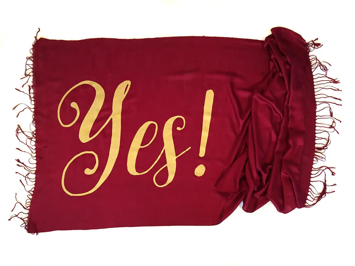 Yes! Print Scarf. Linen-Weave Pashmina 1