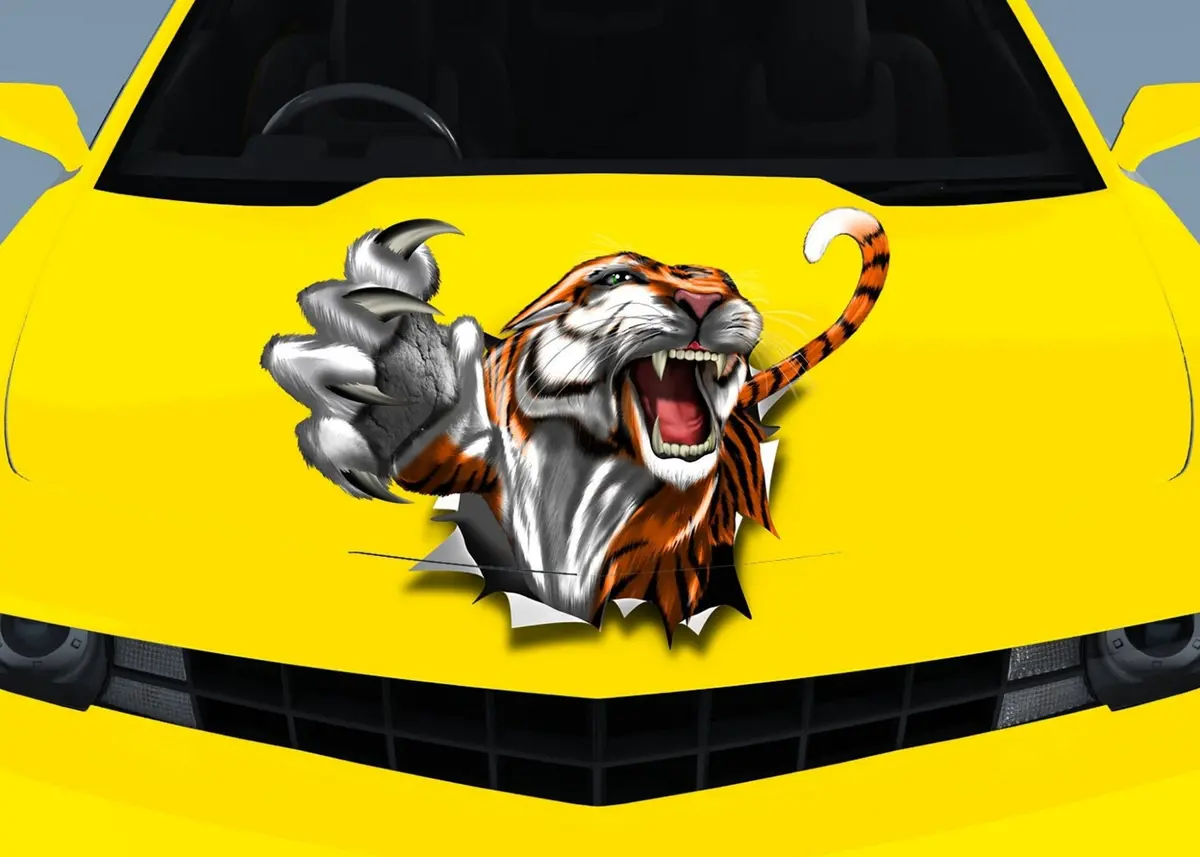 Tiger Rip Metal Hood Graphic Decal 1