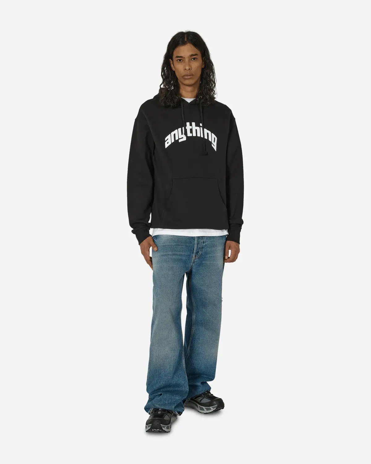 Curved Logo Hoodie Black 4
