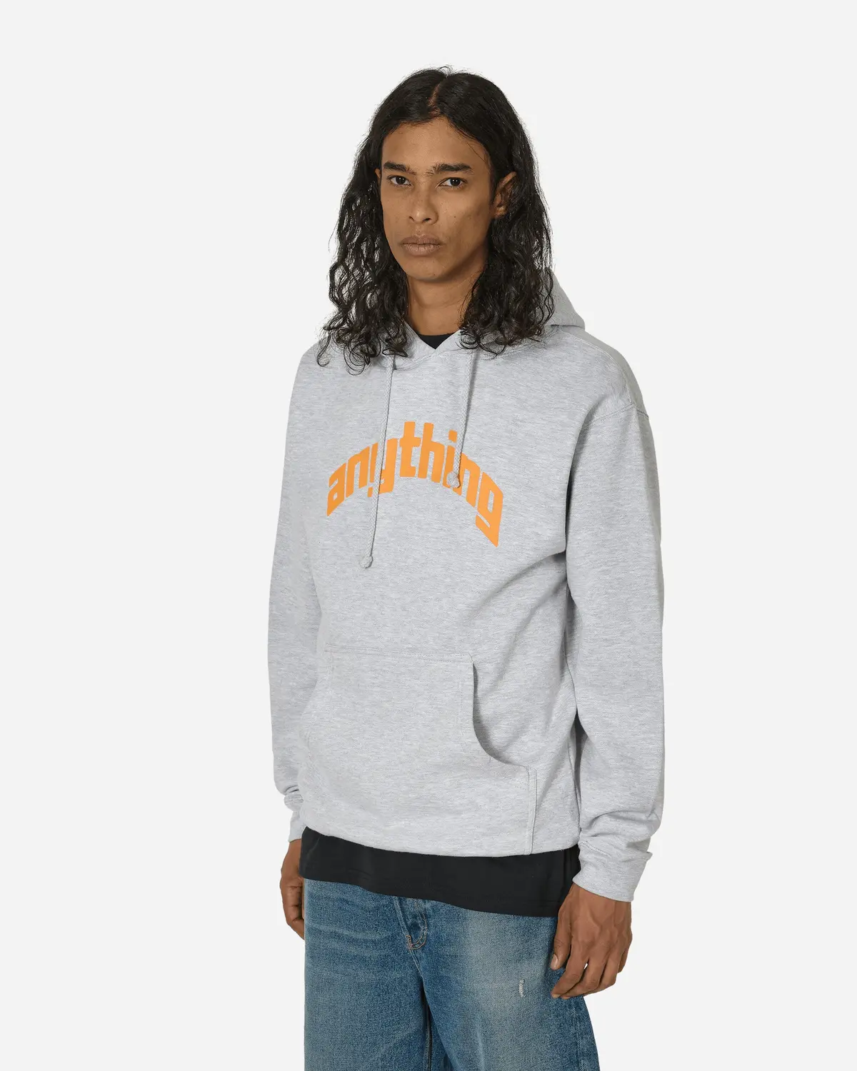 Curved Logo Hoodie Heather Grey 1