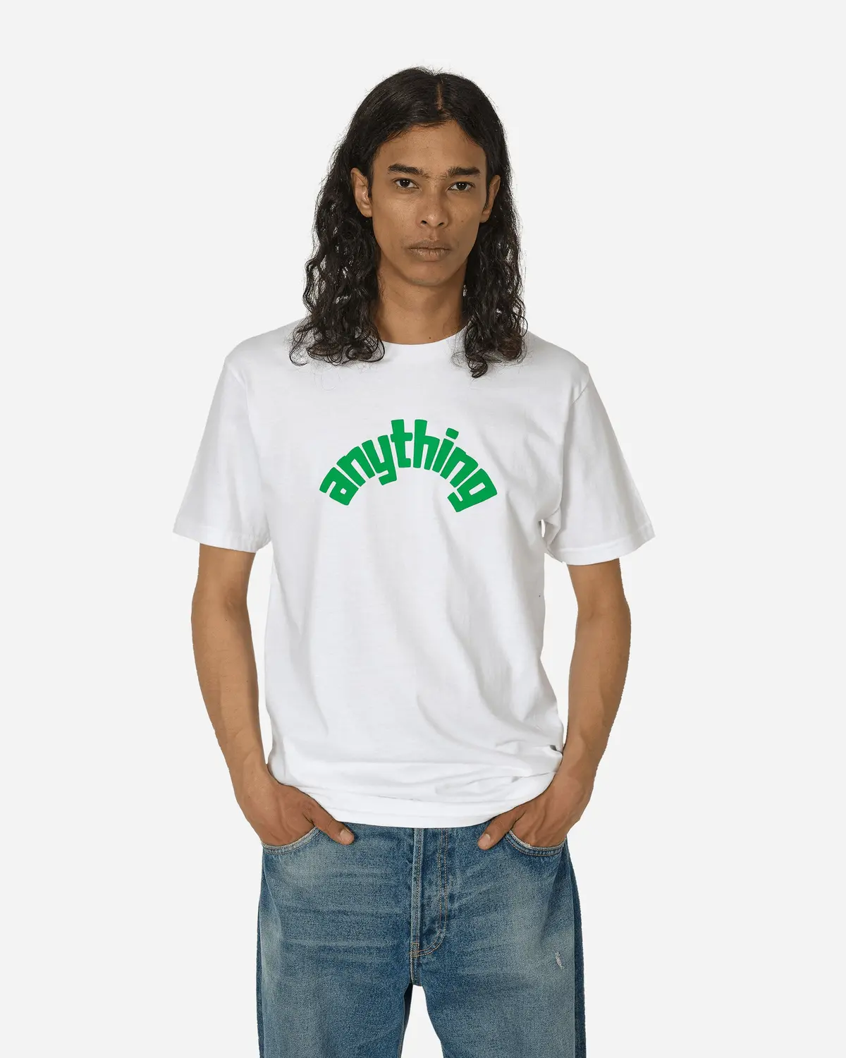Curved Logo T-Shirt White / Green 1