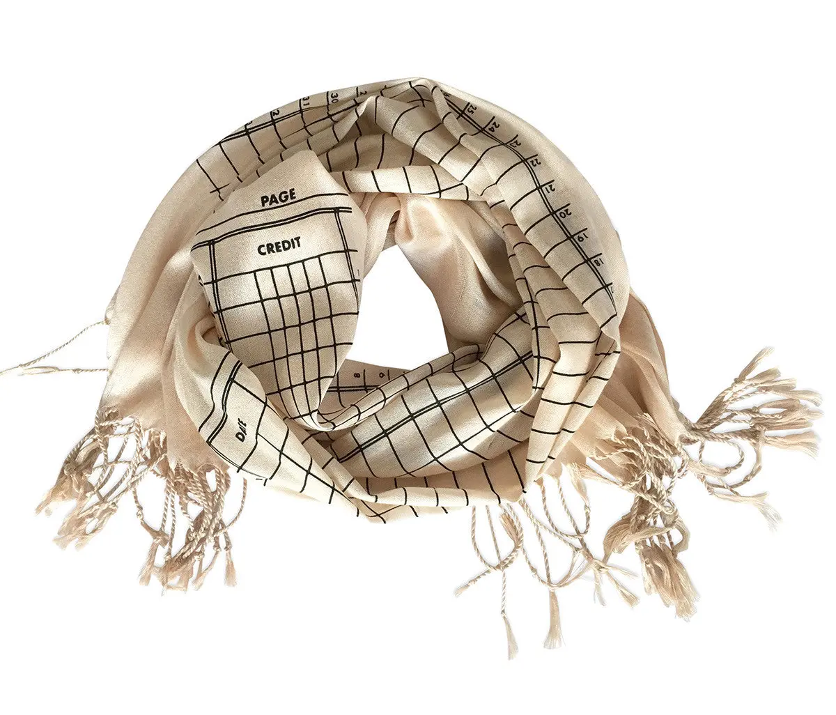 Accounting Scarf. Ledger Paper Luxe Weight Fringed Scarf 1