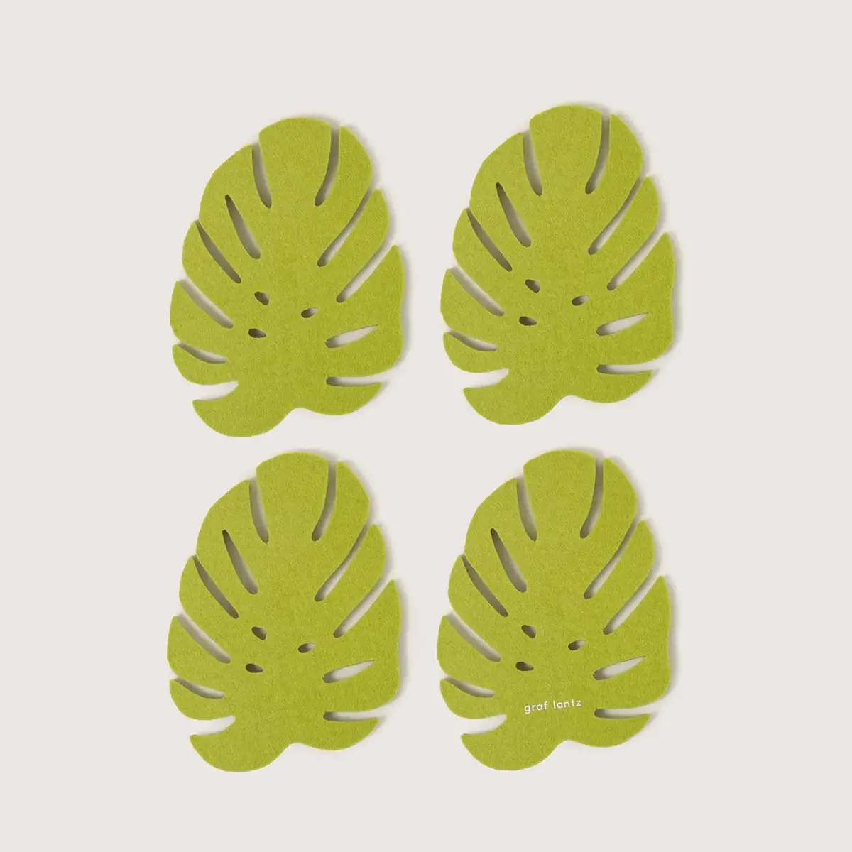 Merino Wool Monstera Coaster Set - Pistachio 1