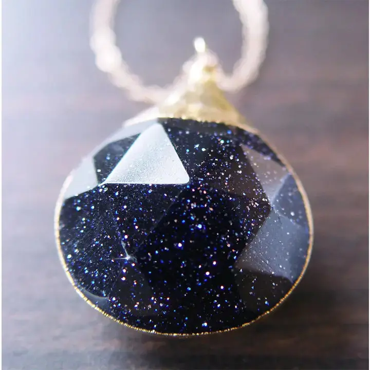 Midnight Goldstone Sterling Silver Necklace 1