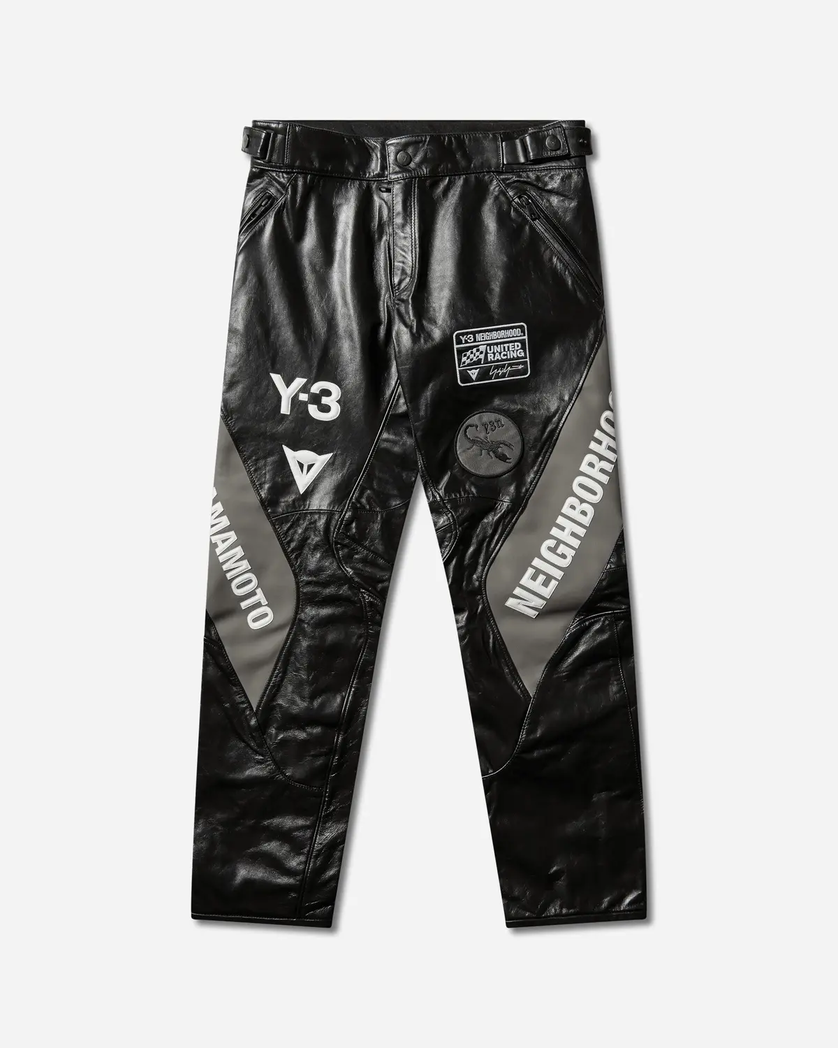 Men's Y-3 X Neighborhood Dainese Leather Racer Pants Black 1