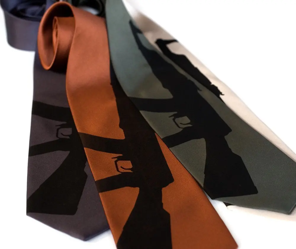 Rifle Print Silk Necktie, Ak-47 Tie 1