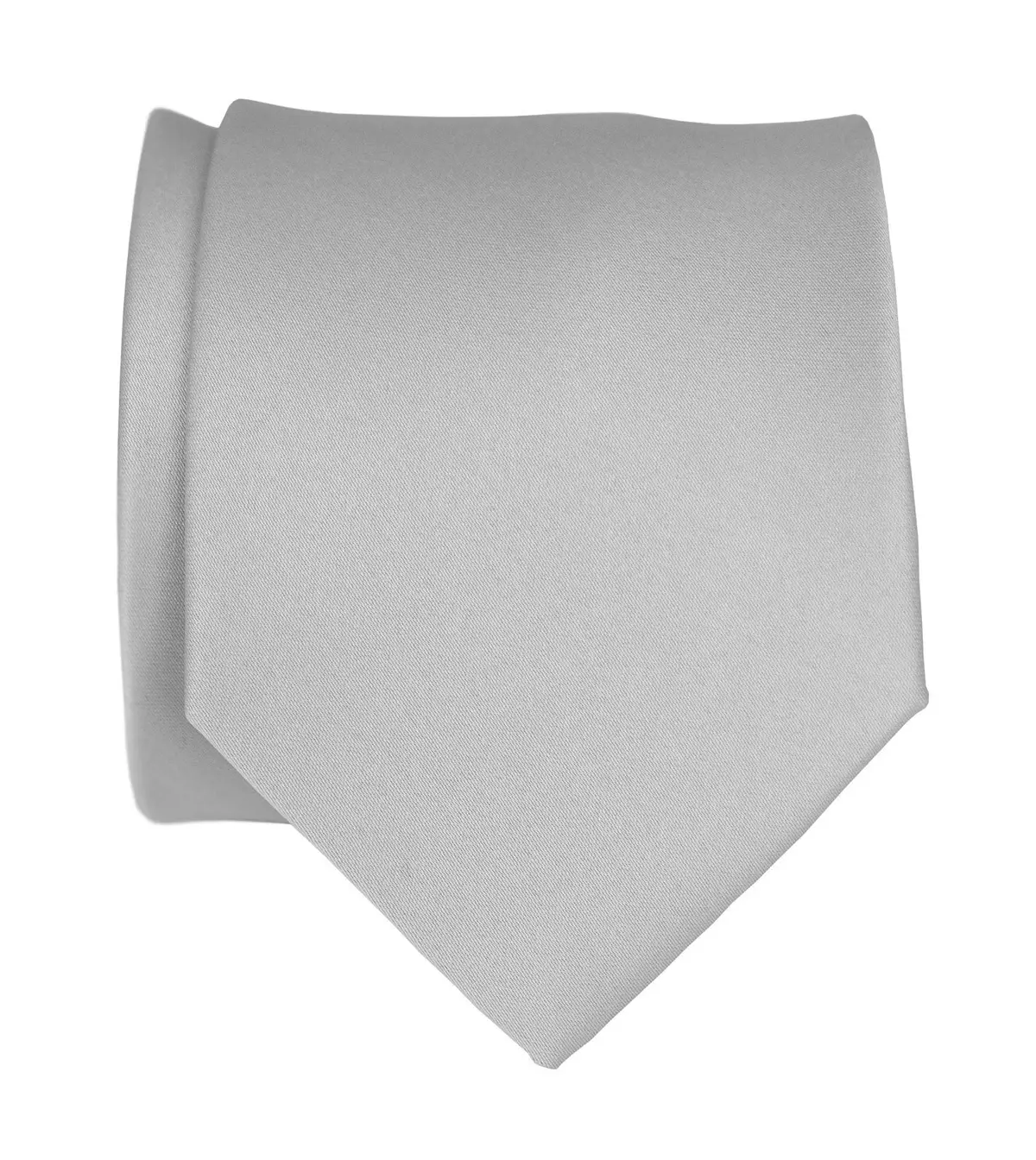 Aluminum Grey Necktie. Solid Color Silver Satin Finish Tie, No Print 1