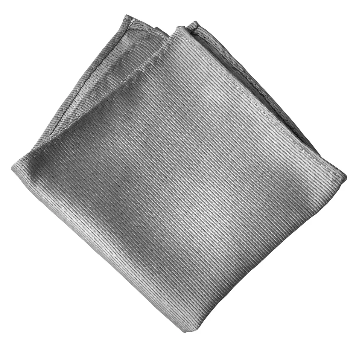 Aluminum Grey Pocket Square. Solid Color Fine-Stripe, No Print 1
