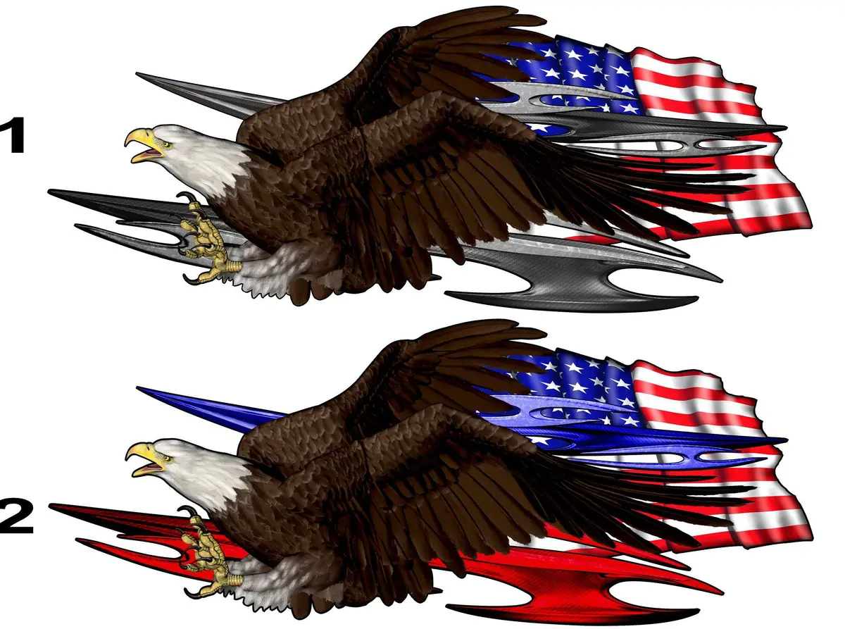 Patriotic Bald Eagle & Flag Spear Decal Set — For Semi-Truck Trailers 3