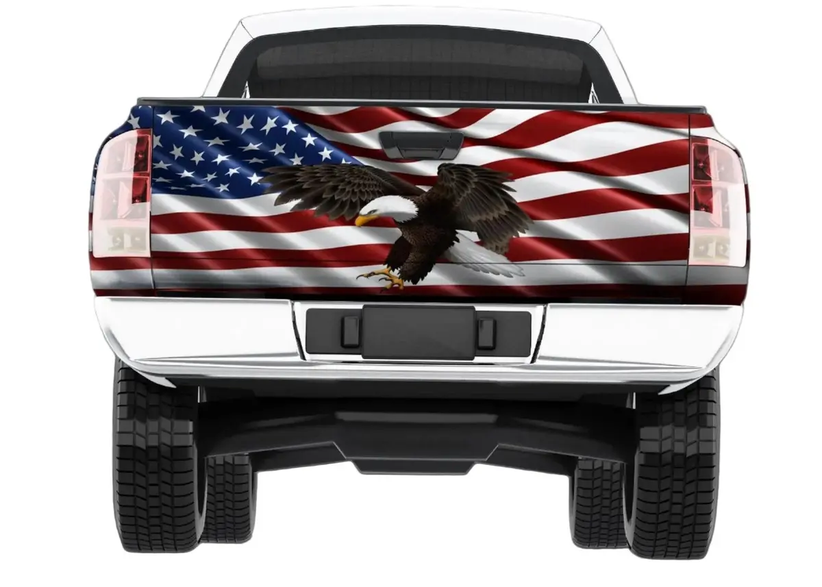 American Flag Bald Eagle Vinyl Wrap For Pickup Truck Tailgate 1