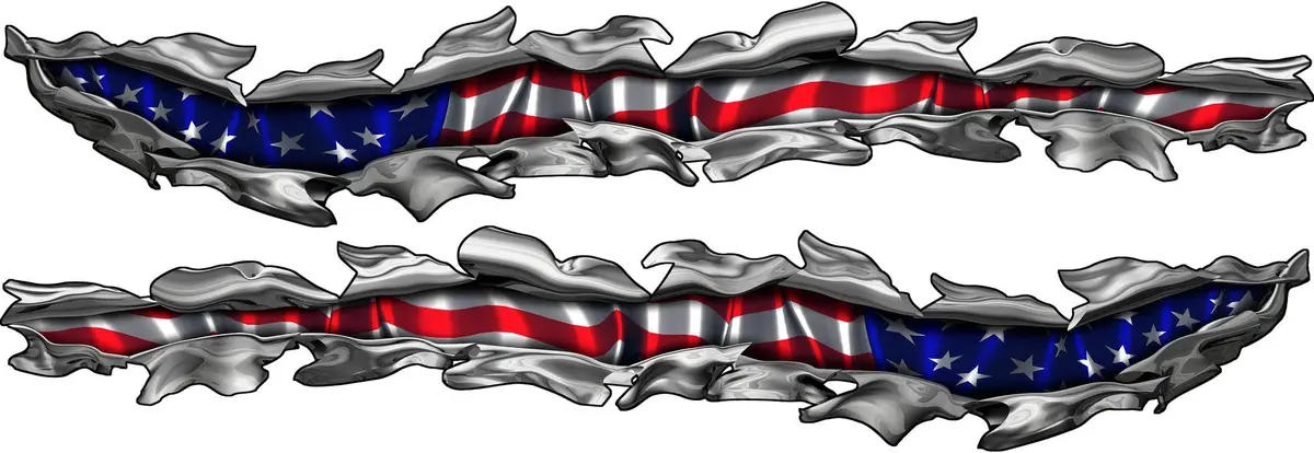 American Flag Tear Vinyl Boat Decals #2 3
