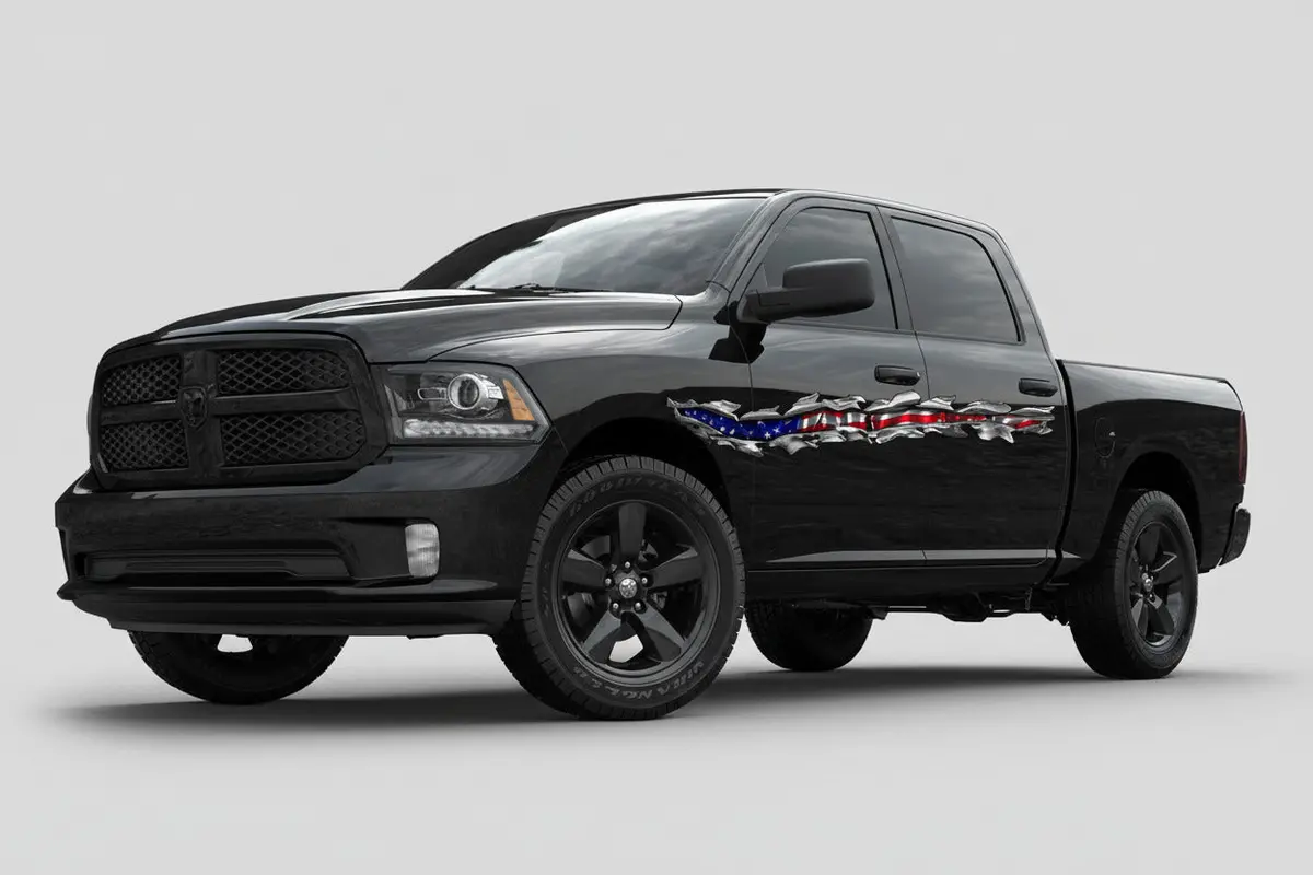 American Flag Rip Tear Graphic Decals For Car, Truck & Semi Trailers #2 8
