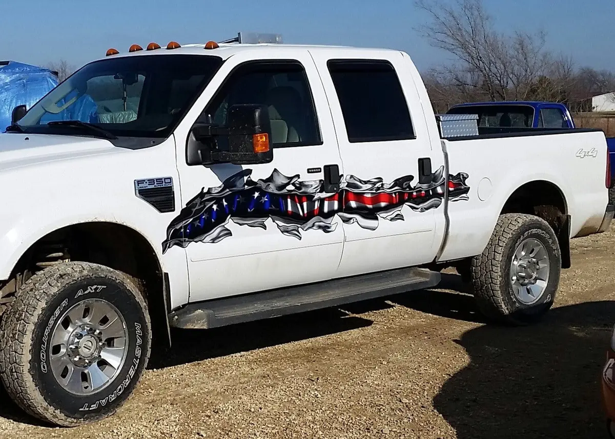 American Flag Rip Tear Graphic Decals For Car, Truck & Semi Trailers #2 2