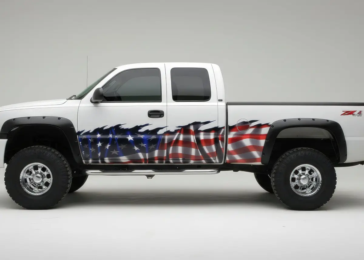 American Flag Half Wrap Vinyl Decal For Cars & Trucks 1