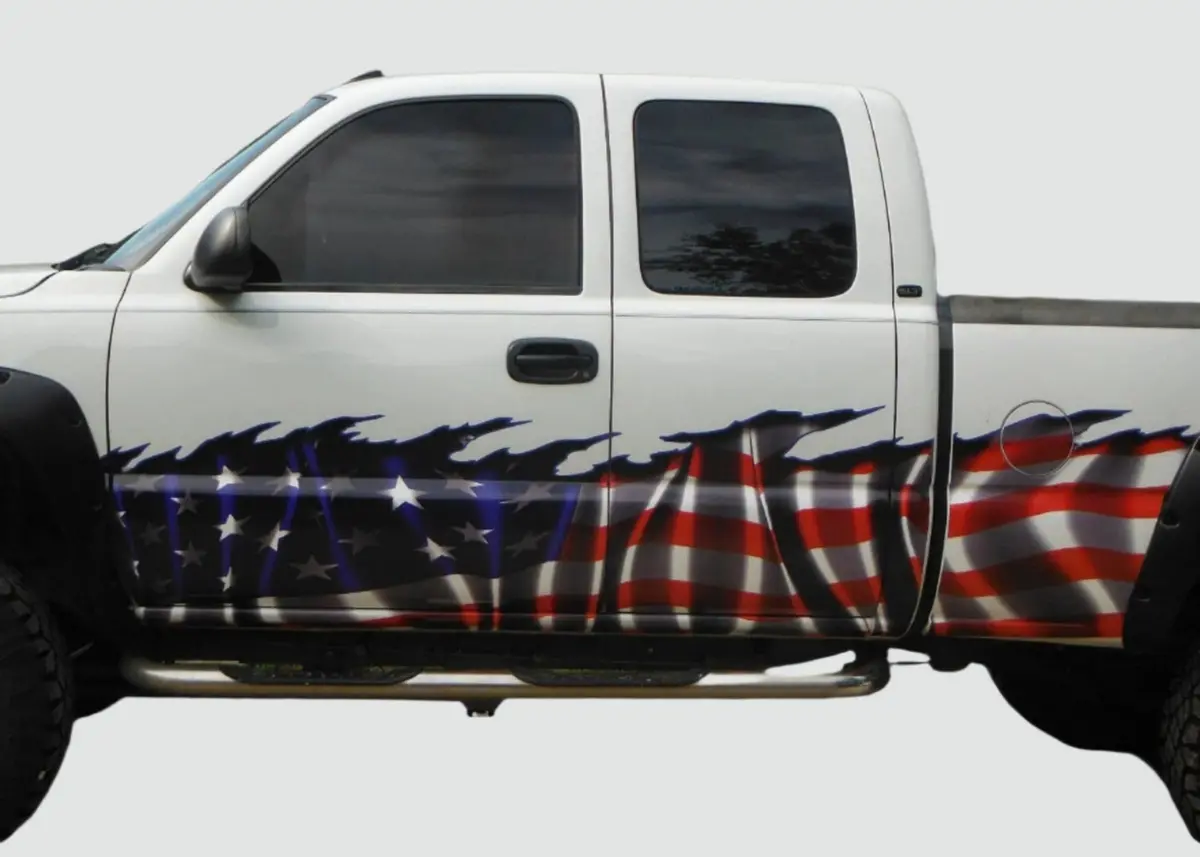 American Flag Half Wrap Vinyl Decal For Cars & Trucks 2