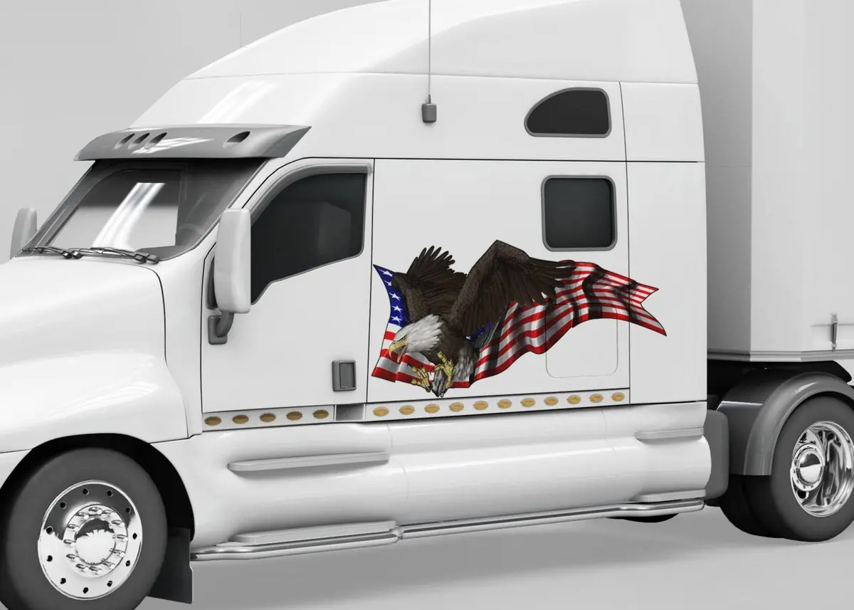 Bald Eagle American Flag Vinyl Decals For Semi Trucks 1