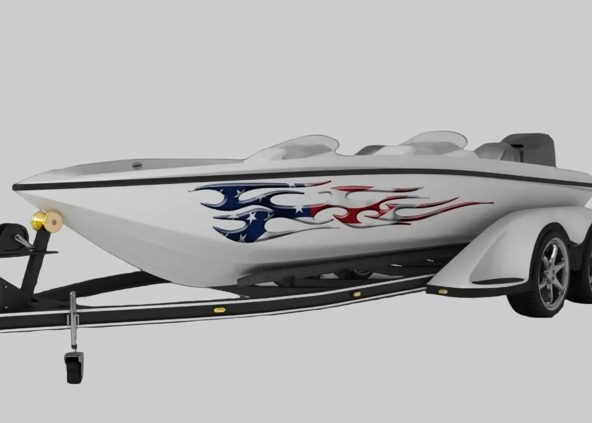 American Flag Flames Boat Patriotic Vinyl Graphics B744 1