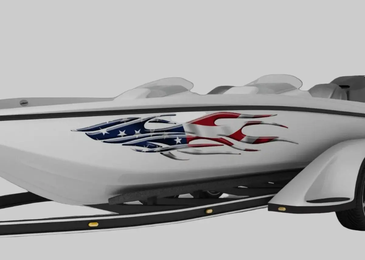 American Flag Flames Boat Decal Vinyl Graphics B763 1