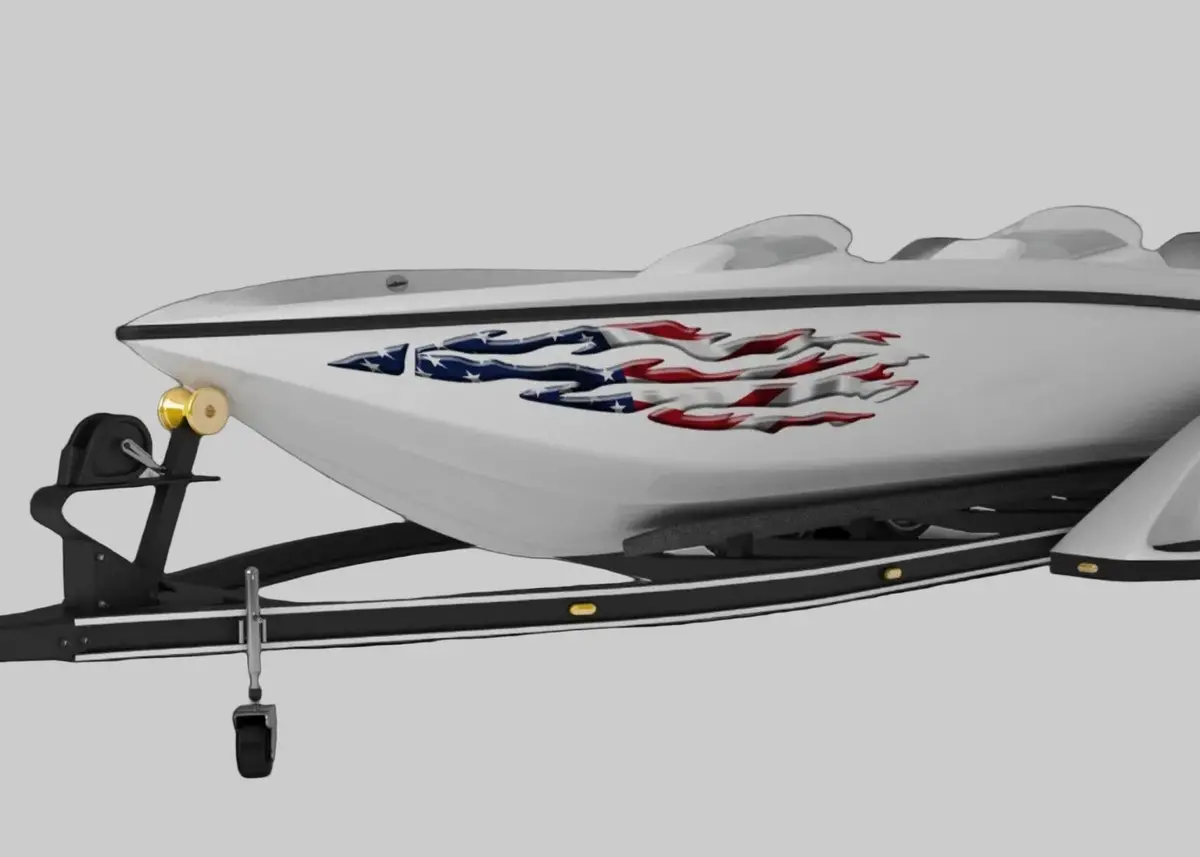American Flag Flames Boat Vinyl Decal Graphics B891 1