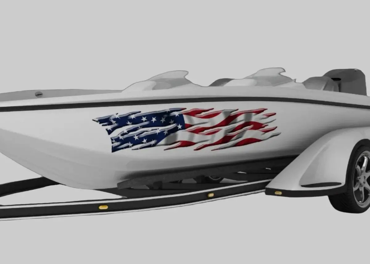 American Flag Flames Graphic Decals For Boats B910 1