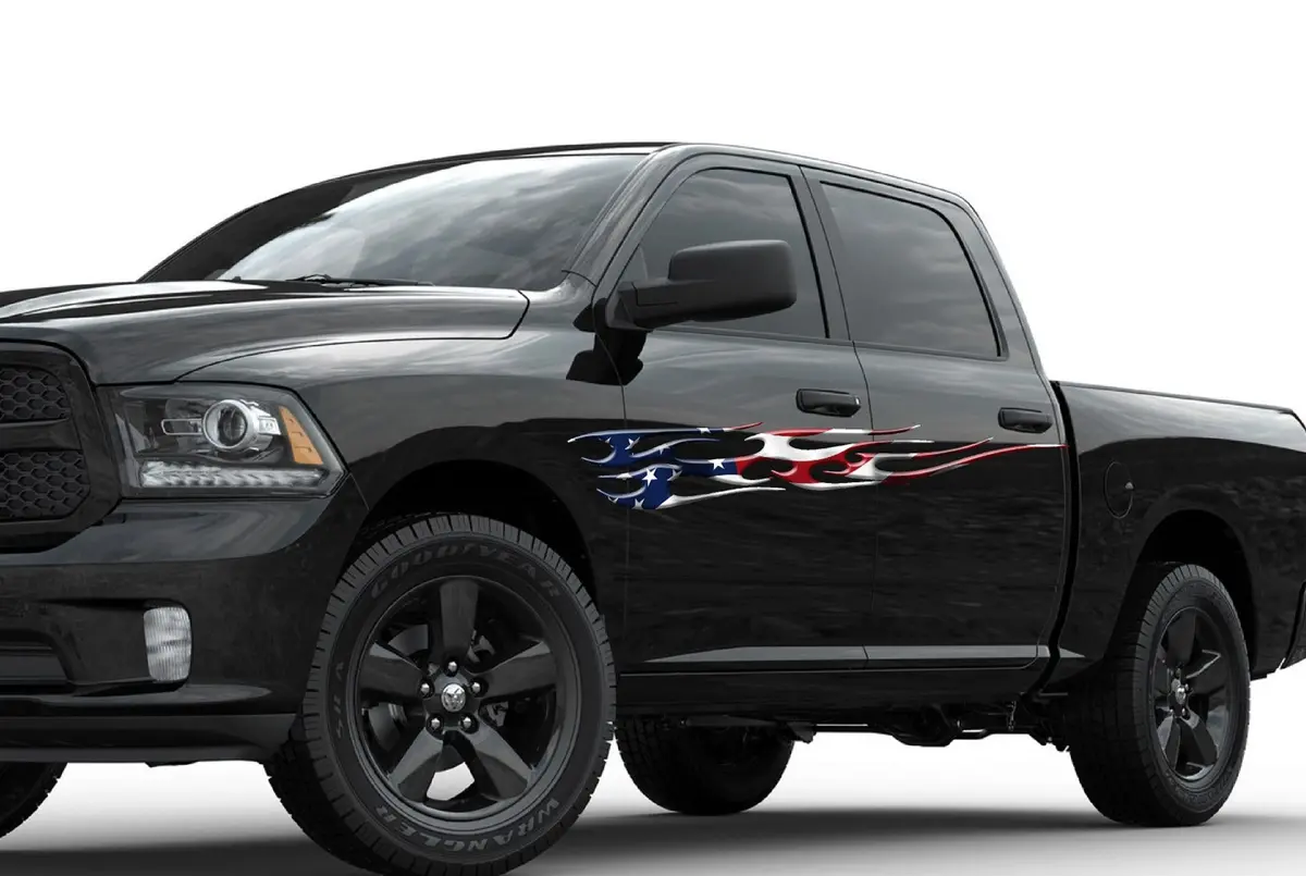 American Flag Tribal Flames Vinyl Decals For Cars & Trucks B744 6