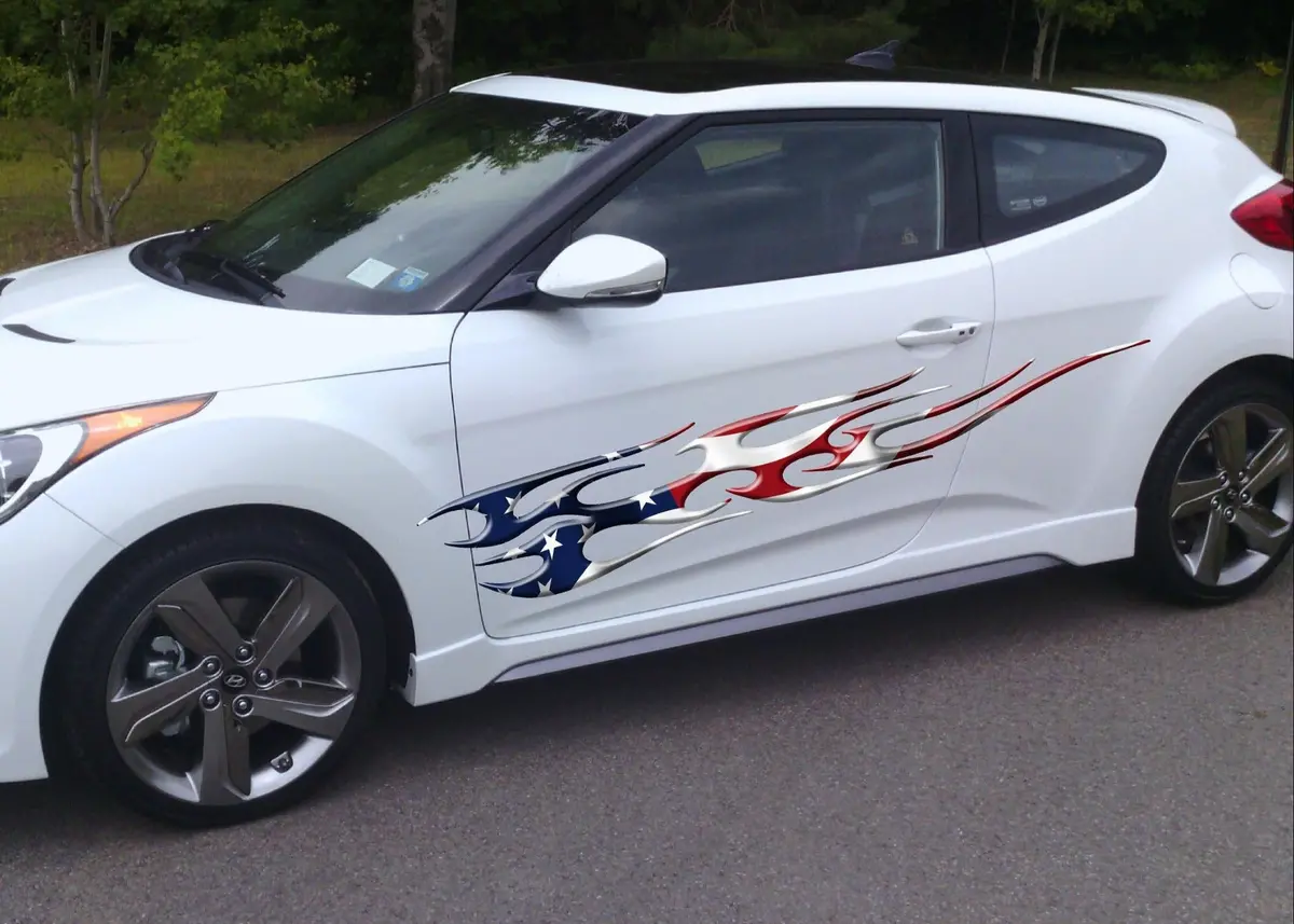 American Flag Tribal Flames Vinyl Decals For Cars & Trucks B744 2
