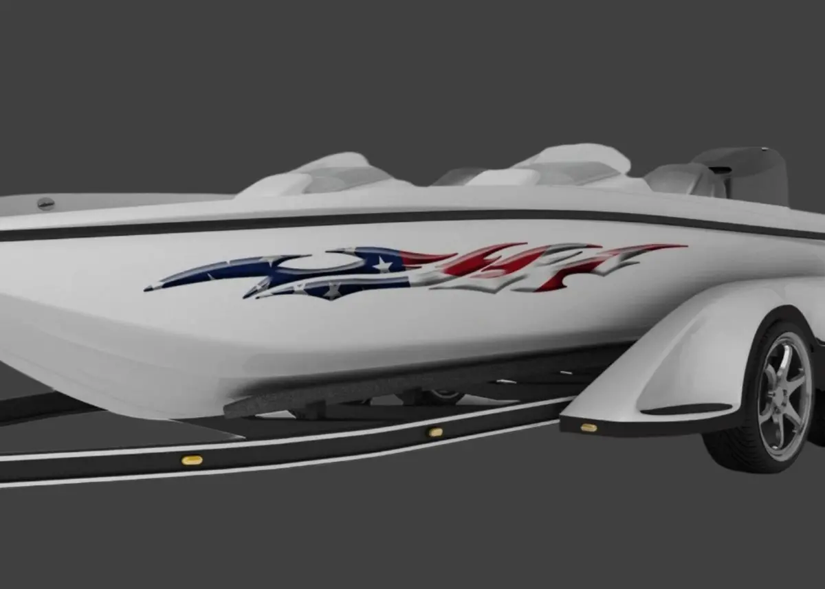 American Flag Flame Stripes Boat Decal Graphics B758 1
