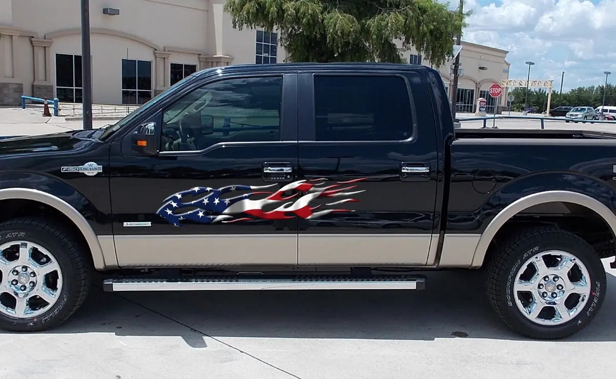 American Flag Flames Truck Vinyl Graphics B863 On Clearance 50% Off 1