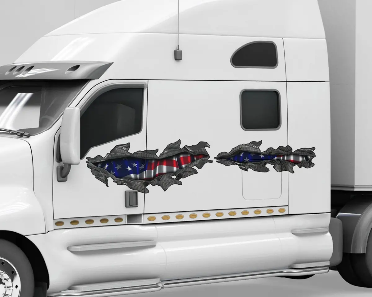 American Flag Tears Car & Truck Decals - Vinyl Patriotic Graphics 2