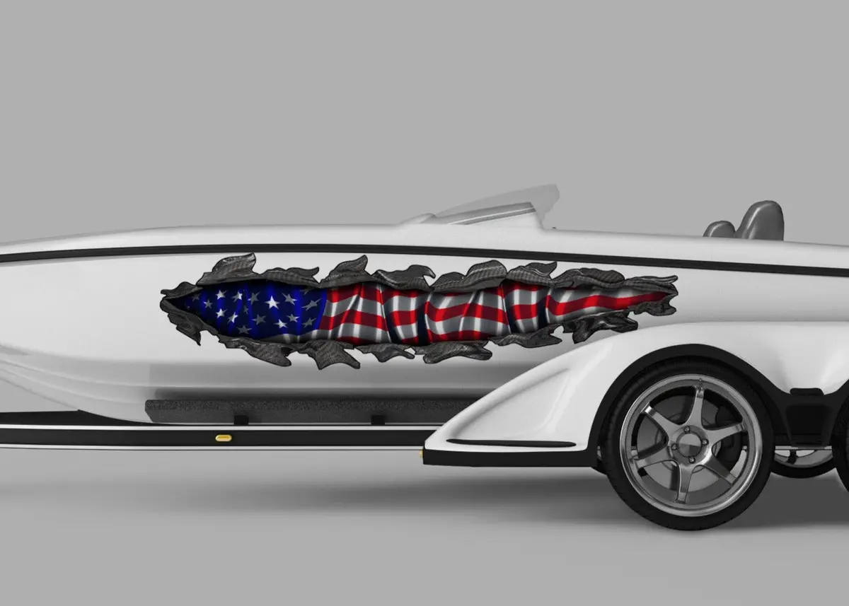 American Flag Big Tear Vinyl Boat Decal – Set Of 2 1