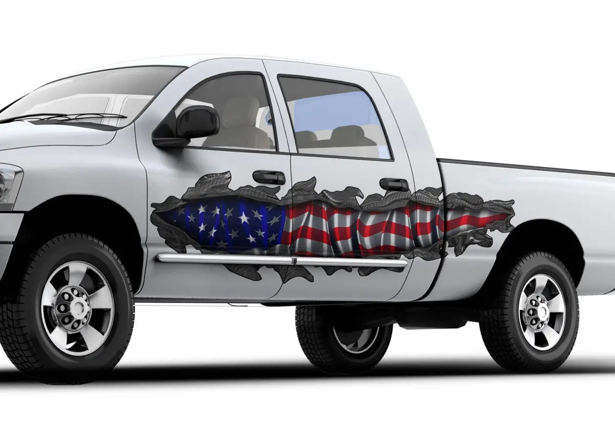 American Flag Tear Truck Vinyl Graphic Decals Kit 1