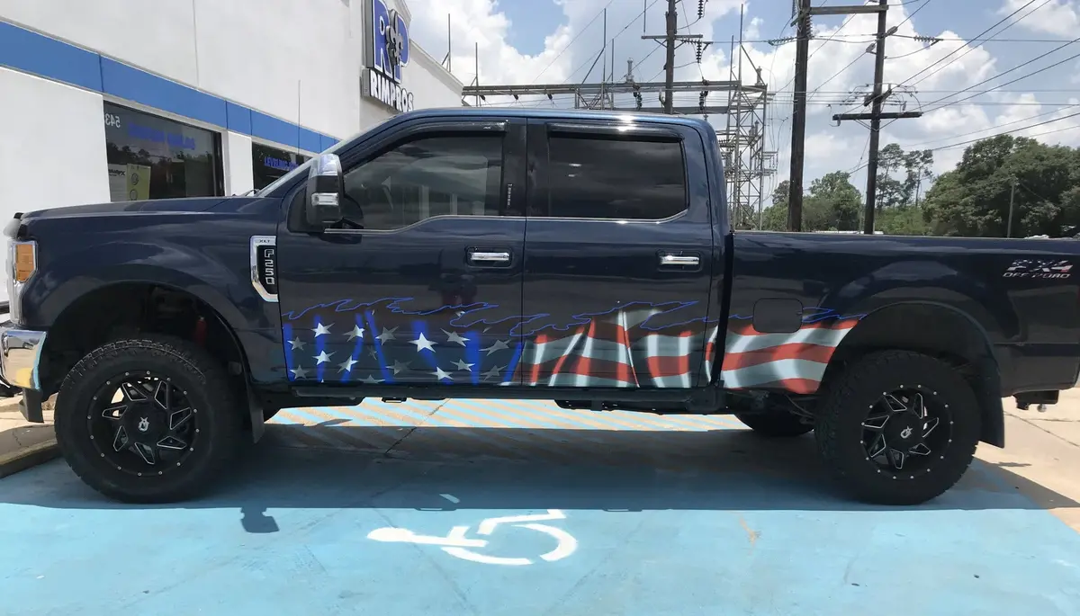 American Flag Half Wrap Vinyl Decal For Cars & Trucks 6