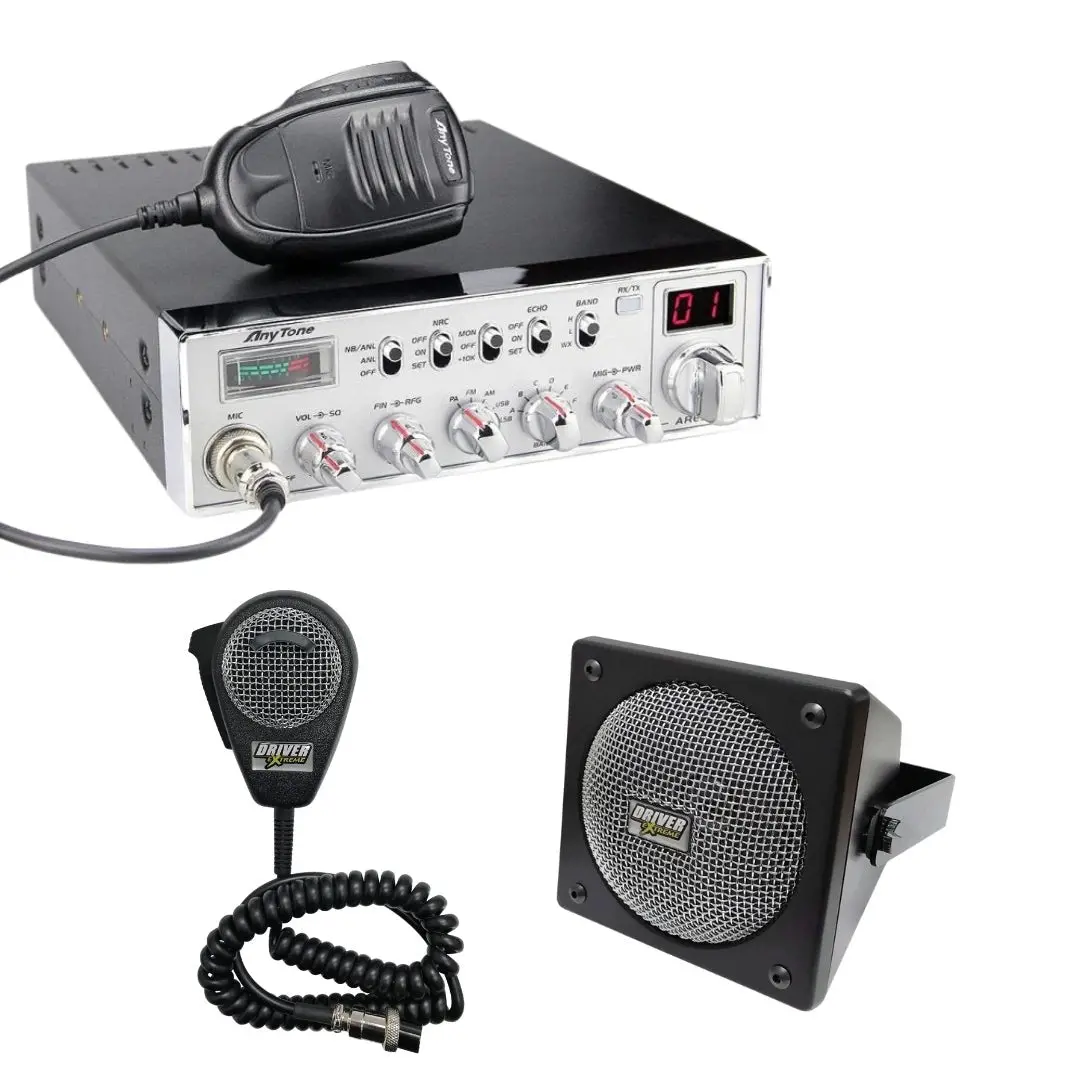 Anytone Ares Ii Am,Fm,Ssb 10 Meter Radio, Drx-9010 External Speaker, Drx-6560 4 Pin Noise Cancelling Dynamic Microphone, Combo 1