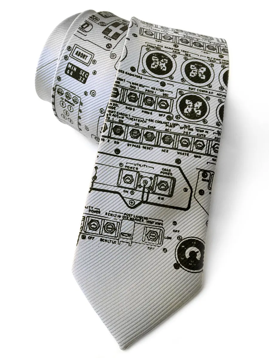 Apollo Cockpit Necktie. Fine-Stripe Moon Lander Tie 1